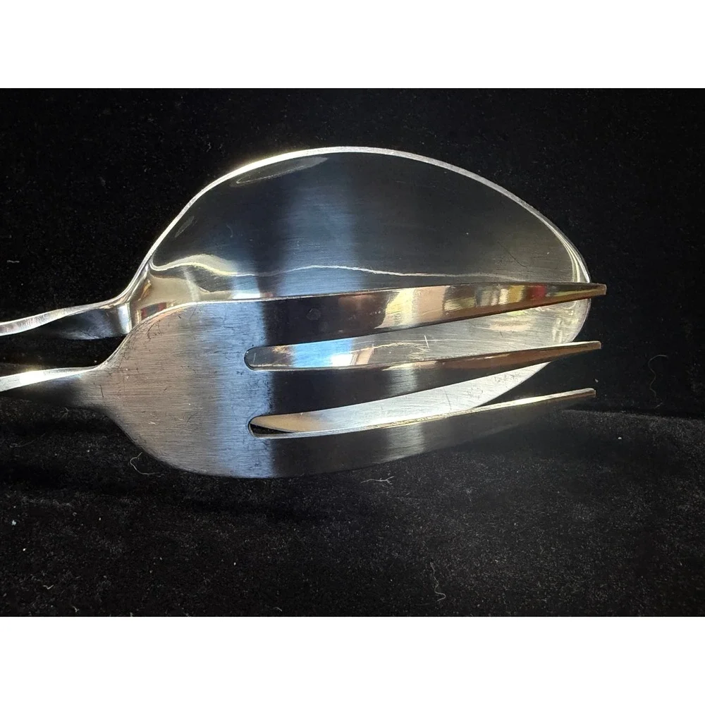 Vintage Scissor Salad Tongs 18/8 Stainless Steel Serving Spoon Fork Mid Century